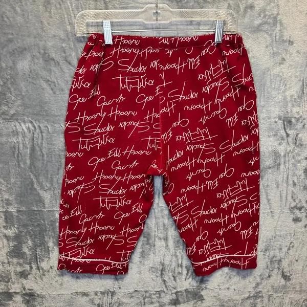 2092‎ | Script Print Two Piece Button Down Pajama Set Red White Women Small - Image 8