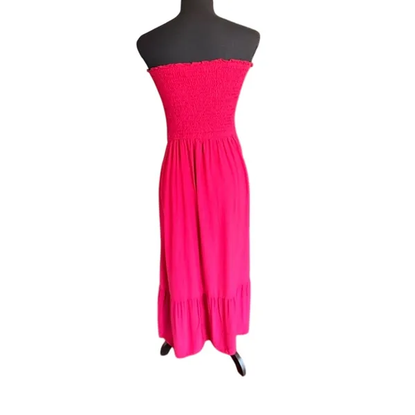 ZESICA Smocked Waist Maxi Dress Maroon Pink Boho Flowy size Large - Image 4