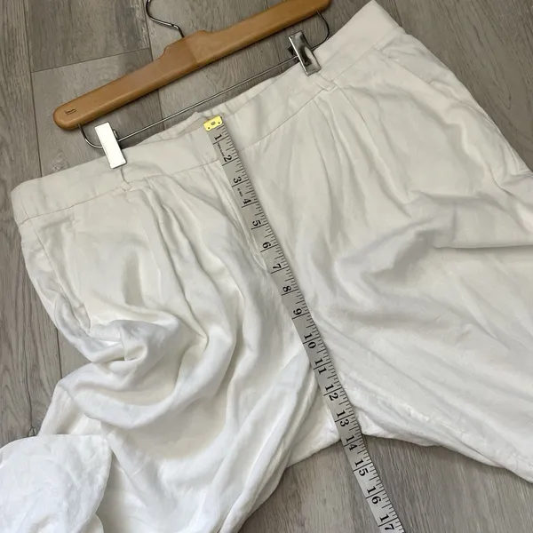 Abercrombie & Fitch Pants linen straight leg dress womens White size 12 petite - Image 7