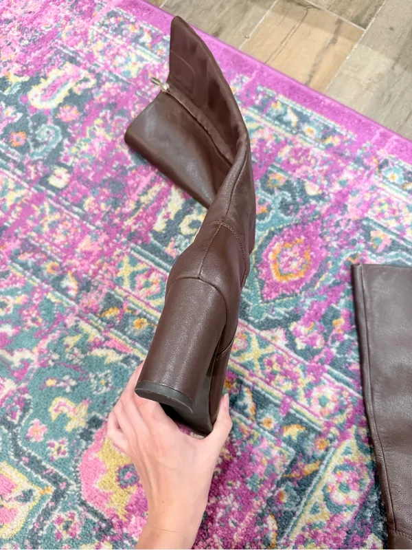 Kenneth Cole Dark Brown Knee-High Block Heel Boots - Image 3