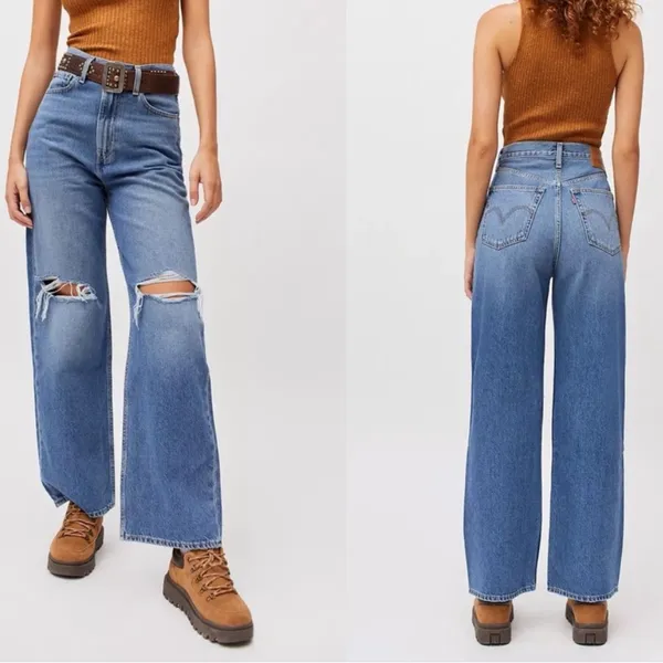 Levi’s Premium High Loose Distressed Wide Leg Jeans‎ Size 26 - Image 16