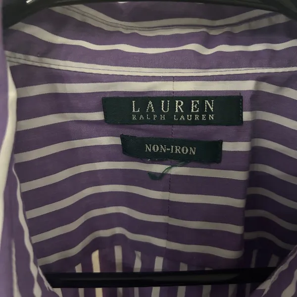 Ralph Lauren Lavender and White Striped Button-Down Shirt no size pit to pit 26 - Image 3