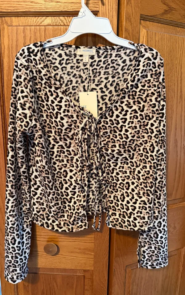 See You Monday Cheetah Print Tie Cardigan - Image 2