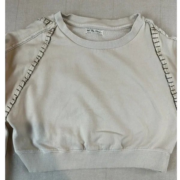 Free People | We The‎ Free Cropped Sweatshirt Beige | Women's XS - Image 2