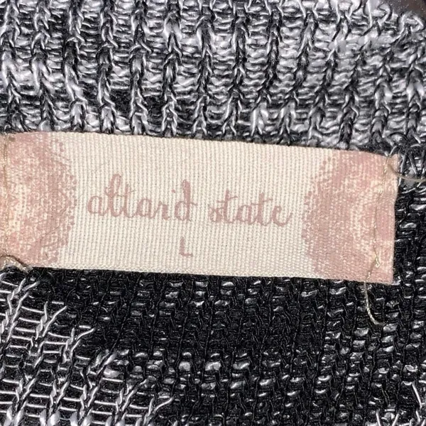 Altar'd State Chevron Cardigan Lg Black Gray Open Front Boho Lightweight Sweater - Image 3