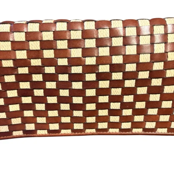 Etienne Aigner Brown Beige Leather Woven Shoulder Bag One Size - Image 8