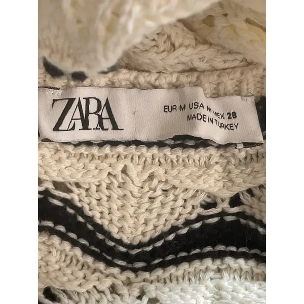 Zara Women's Geometric Crochet Knit Sleeveless Midi Cami Tank Bodycon Dress Sz M - Image 5