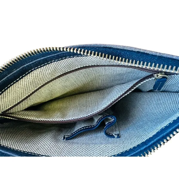 Dooney &‎ Bourke Slim Zip Top Shoulder Bag Lightweight Vintage Dark Blue - Image 12
