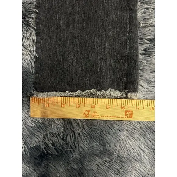 Free People Charcoal Gray Wash Straight Leg‎ Denim Jeans Size 28 Raw Hem - Image 6