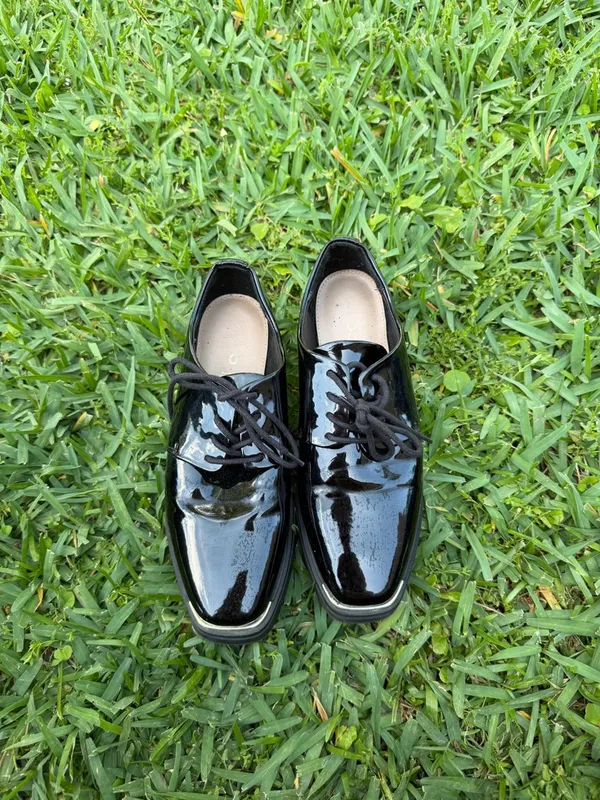 ALDO Sevrradia Black Patent Platform Oxford Loafers Size 7 Chunky Academia - Image 2