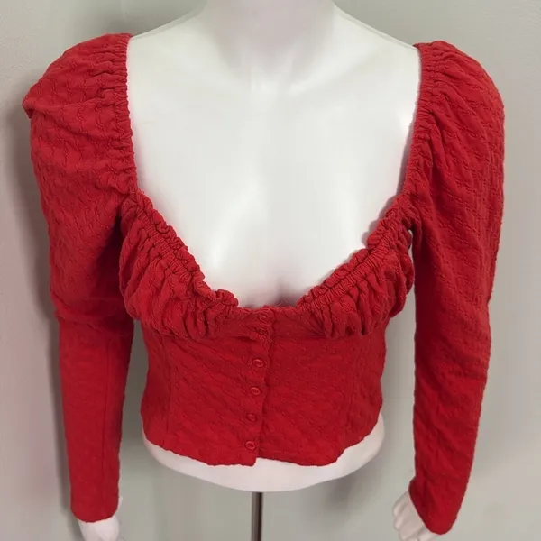 Free People Ladybug Long Sleeve Cropped Top Medium - Image 8