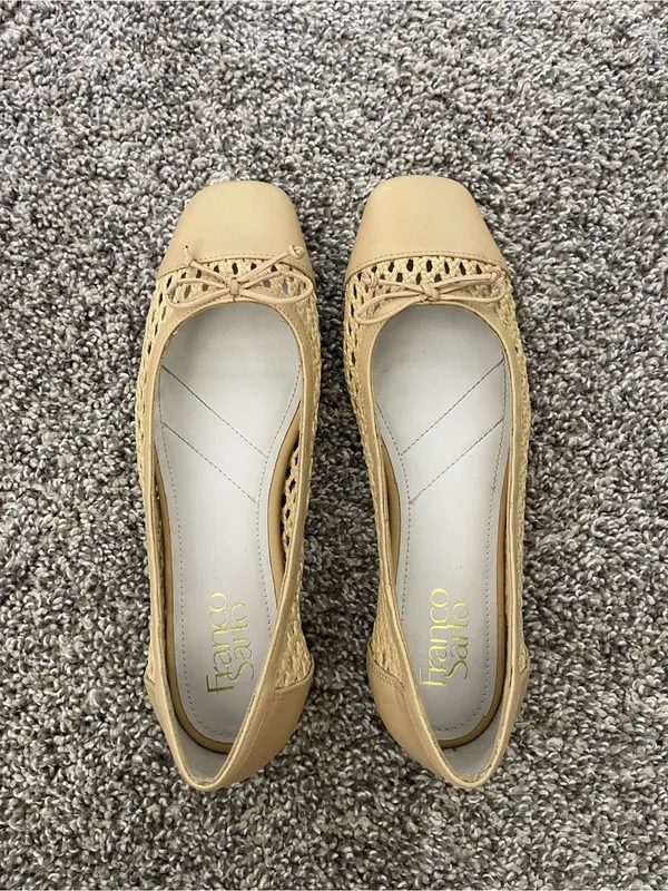Women’s Franco Sarto Myra Cap-Toe Woven Flats Beige Tan Size 7.5 - Image 3
