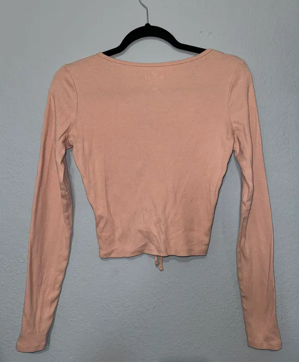 Hollister Pink Cropped Long Sleeve - Image 2