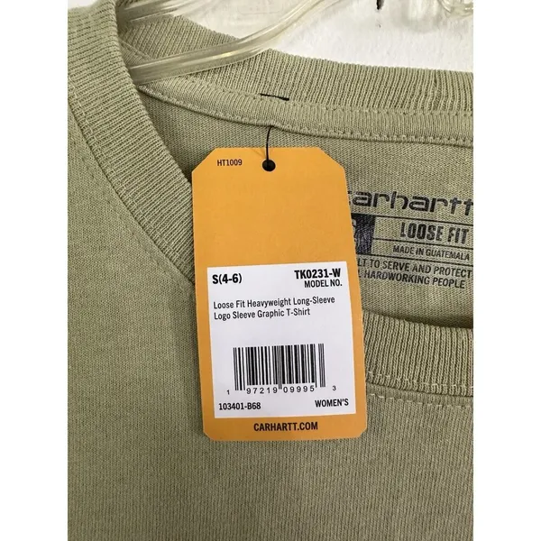 Carhartt Loose Fit Heavyweight LS Logo Sleeve Graphic Sleeve T-Shirt Small NWT - Image 8