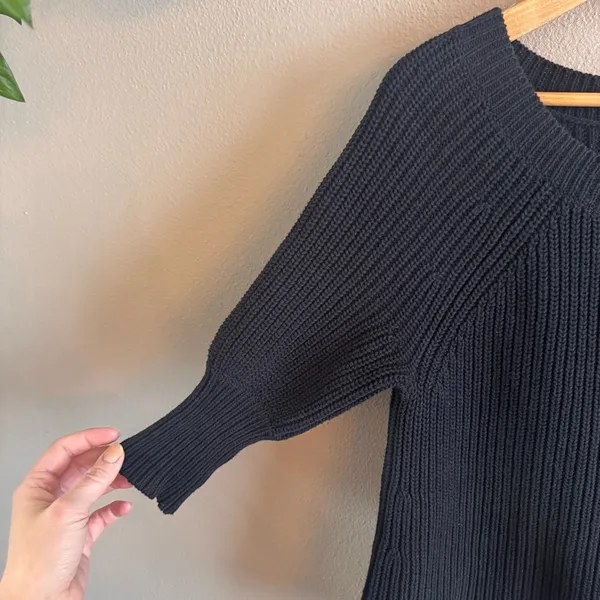 Alice + Olivia Black‎ Ribbed Scoop Neck Sweater - Image 3