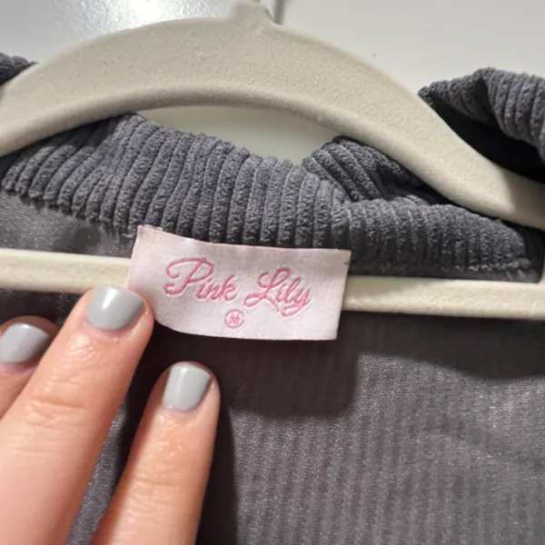 Pink Lily Gray Corded Corduroy Peplum Shacket Size Medium - Image 5