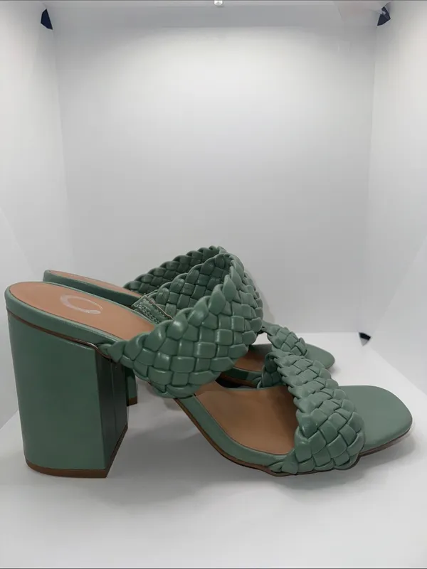 Cato Braided Block Heel Sandals Heels Green Women’s 9.5 - Image 2