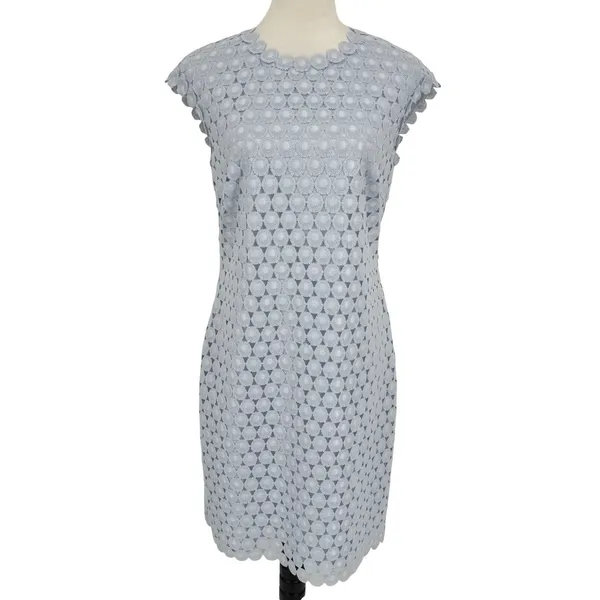 Ted Baker Jemille Sheath Dress‎ Size 8 Blue Scalloped Lace Feminine Romantic - Image 2