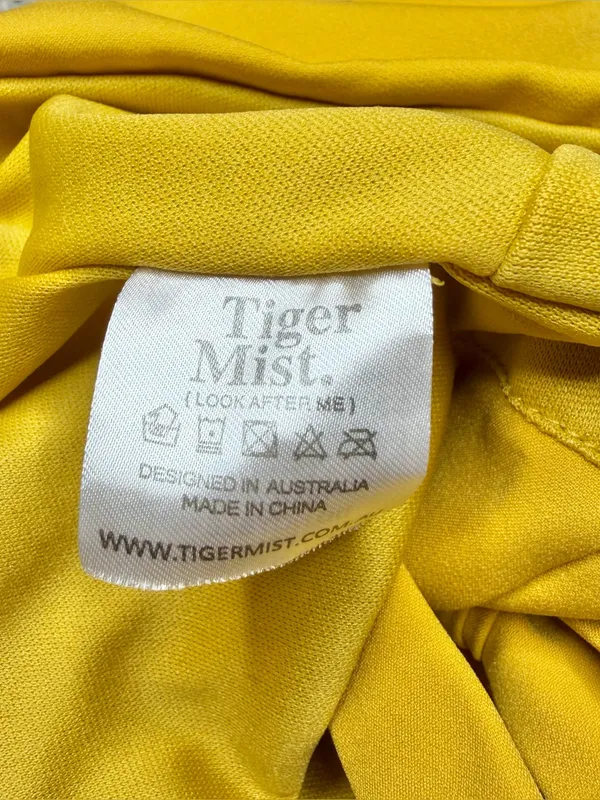 Tiger Mist Kinsley Crop Top Medium M Yellow Gold Square Neck Tie Bow Sleeveless - Image 7