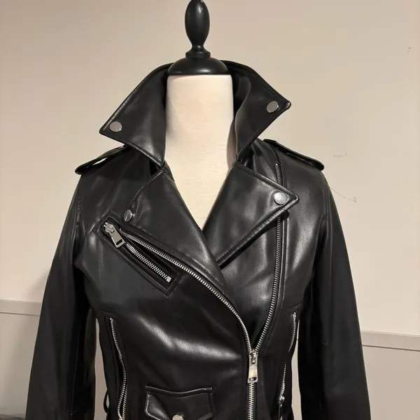 Zara Black Faux Leather Moto Jacket - Image 11