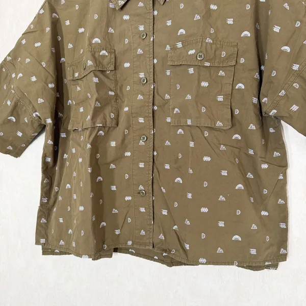 REI Co-op Women’s Trailsmith Button Down Shirt Shortsleeve Printed in Green L - Image 3