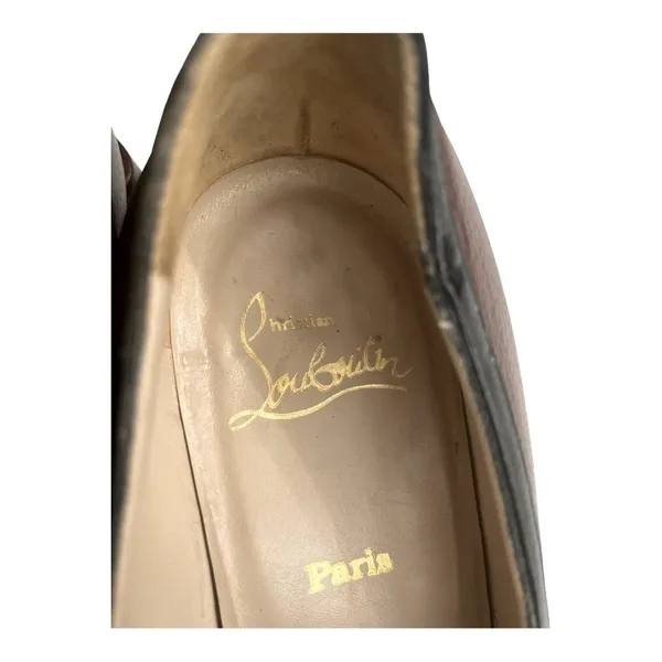 VTG Christian Louboutin Paris Brown Pebbled Leather Tassel Loafer Block Heel - Image 7
