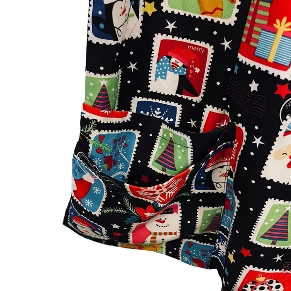 UA Flex 2 Christmas Holiday Festive Stamp Sticker Stretch Medical Scrubs Top - Image 4