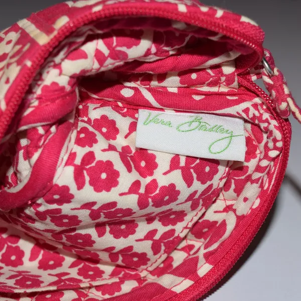 Vera Bradley Wristlet, Fuschia & White, Zip Around - Image 6