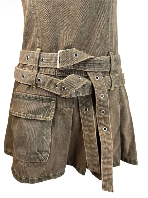 LIONESS Biker Mini Dress in Petrol Medium New Womens Denim - Image 8