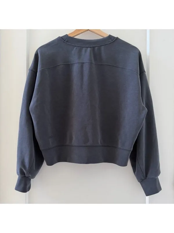 Lululemon Softstreme Perfectly Oversized Cropped Crew Dark Grey Size 2 - Image 6