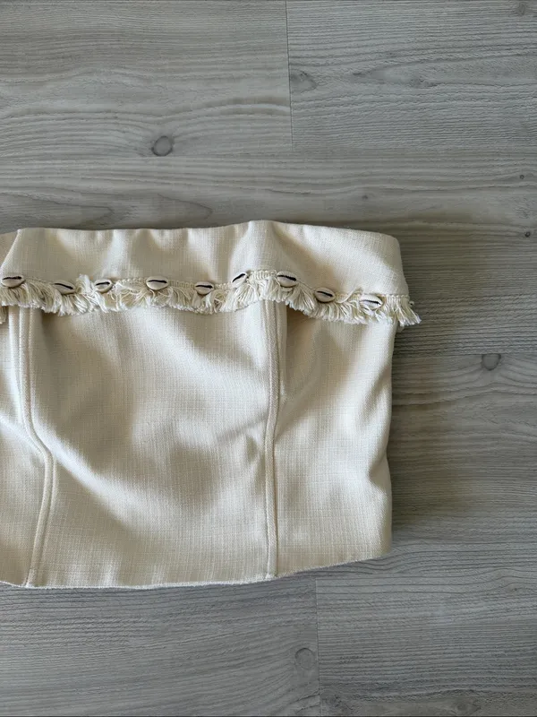 LFT Cream Tube Top with Fringe Pukka Trim - Image 2