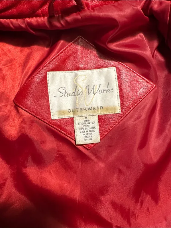 Studio Works Red Leather Zip Jacket - Image 2