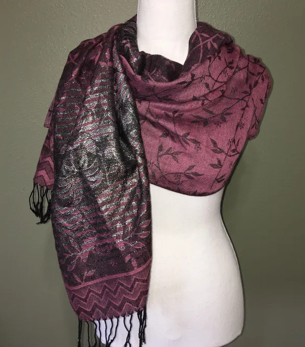 Metallic Fringe Wrap Scarf Multiple - Image 2