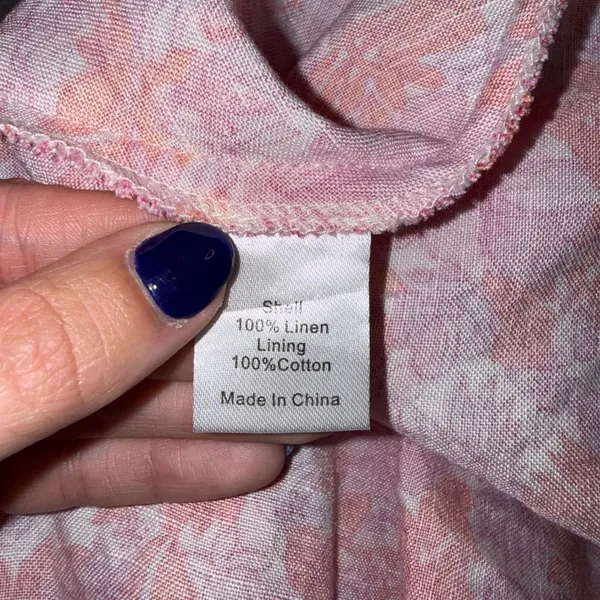 Tuckernuck Floral Mini Dress Womens Pink Orange Linen Pocket Sundress Excellent - Image 8