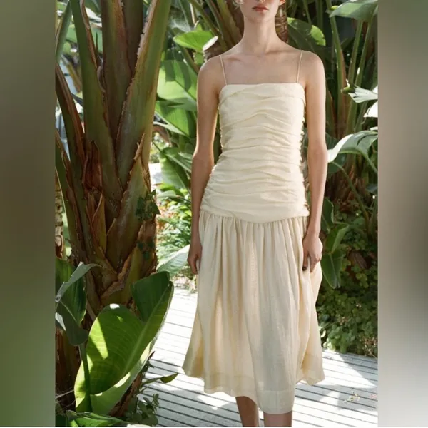 Zara ZW‎ Collection Drape Midi Yellow Dress Size L - Image 12