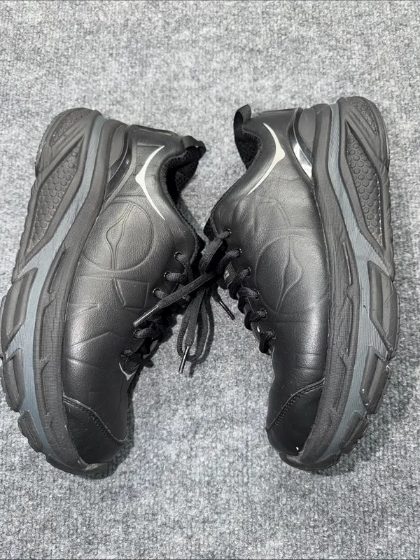 Hoka One One Black leather Walking Sneakers with Blue Lining - Image 4