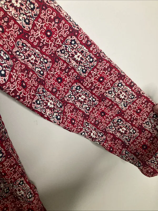 Source Unknown Red Patterned Open-Front Blazer Jacket Quilted Boho - Image 6