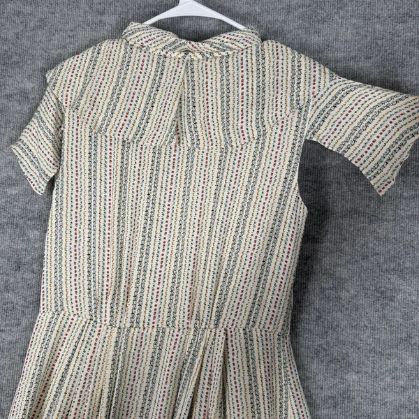 Brooks Brothers Size-6 Womens Midi Shirt Dress Silk Floral Ruffle Cream - Image 7