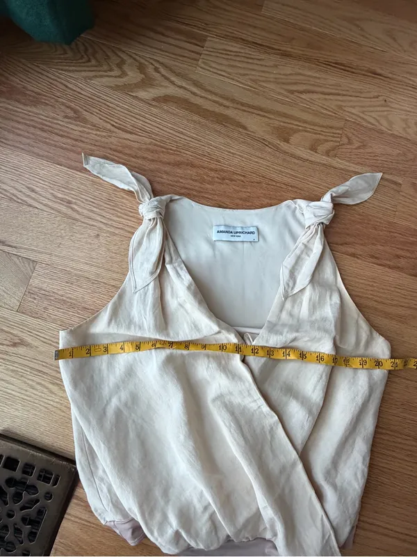 Amanda Uprichard Cream Wrap Bodysuit Shoulder Tie Top M - Image 6
