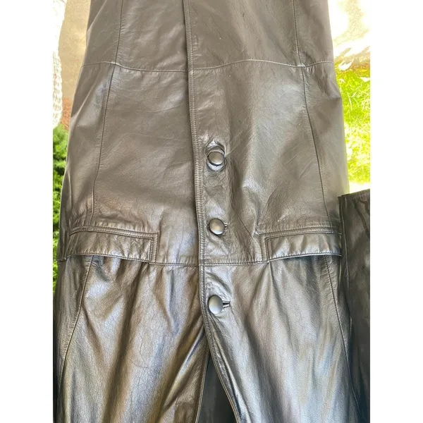 Vintage Gitano Black Leather Trench Coat Long Goth Matrix Women's M - Image 6