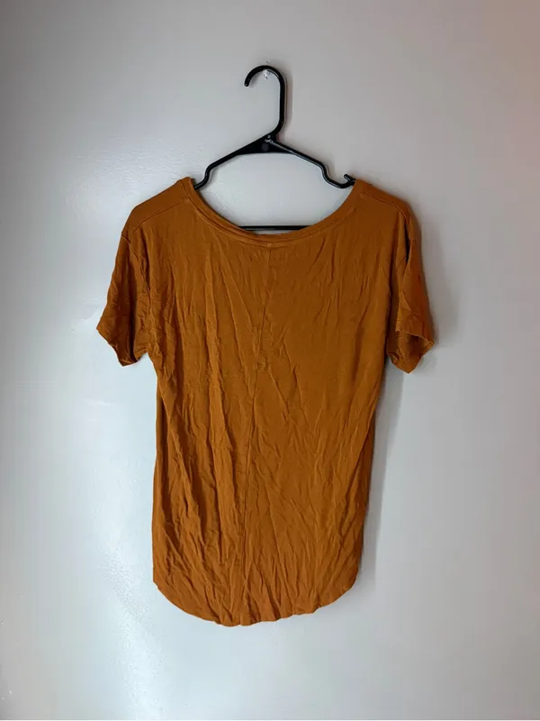 Abercrombie & Fitch Rust Brown V-Neck T-Shirt - Image 4