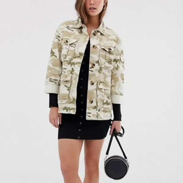NWT Bershka natural camo army jacket in beige - Image 4