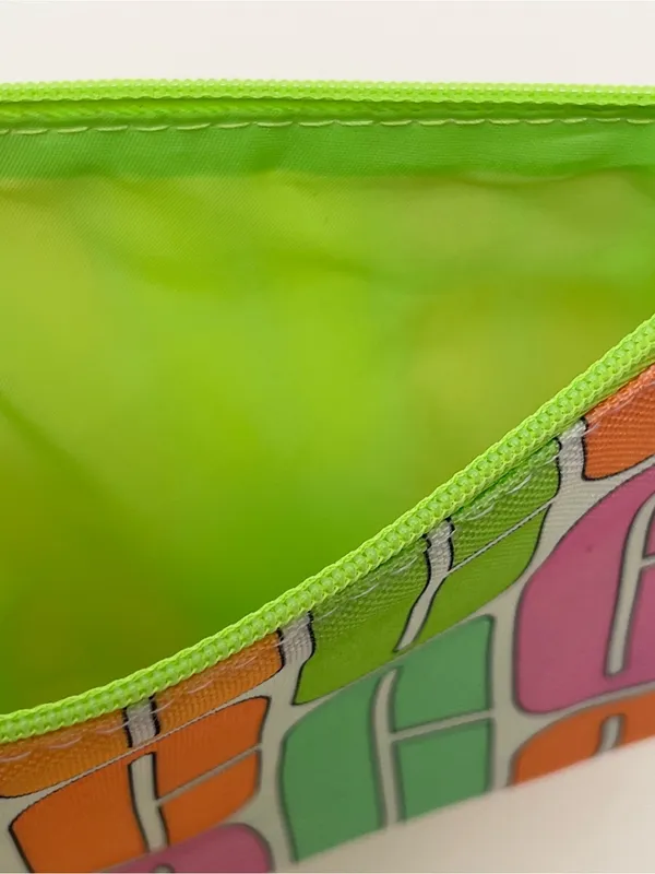 Clinique Neon Green-Zip Multicolor Logo Pouch - Image 2