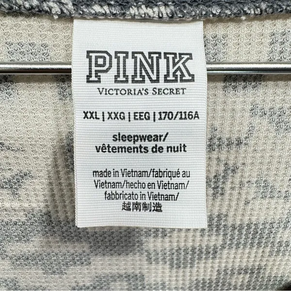PINK Victoria’s Secret Onesie All Over Graffiti Logo Print Waffle Texture Pjs - Image 5