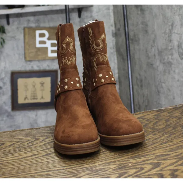 NWT Sun + Stone Womens Norahh Moto Midshaft Bootie Russet Microsuede Brown 8.5M - Image 7