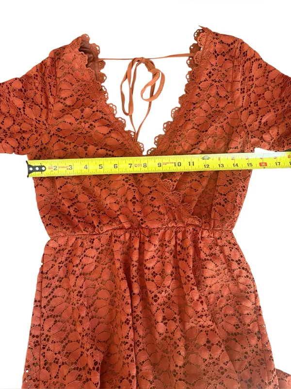 Baltic Born Venice Lace Maxi Dress Womens Size Small Burnt Orange - Image 12