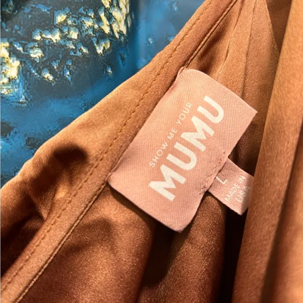 Show Me Your MuMu Samantha Orange Ruffle Wrap Dress - Image 3