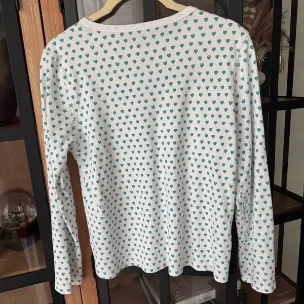 Roller Rabbit pajamas mint hearts print henley top long sleeve pima cotton - Image 6