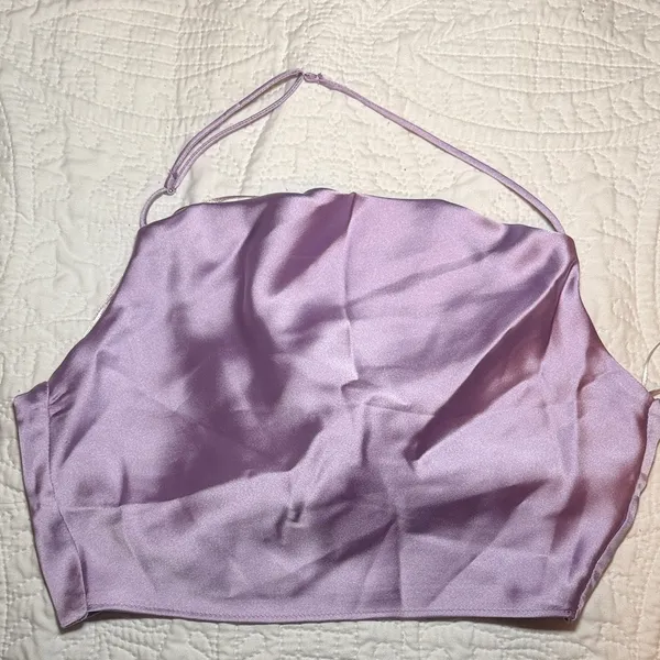 Zara lilac satin halter crop top - Image 3