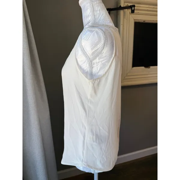 Banana Republic Cream Sleeveless Top Zip Back Pinhole Mesh Size XS - Image 5